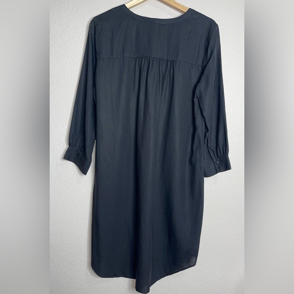 Eileen Fisher Black Button Front Tencel Tunic Style Dress Size Small - Picture 3 of 7
